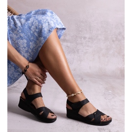 Sandalias cuña baja Kirane negras negro 2
