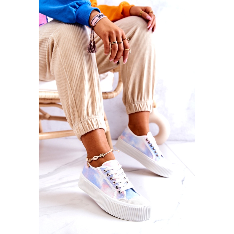 Zapatillas de deporte para mujeres bajas en la plataforma de color rosa azul multicolor 4 Zapatillas de deporte para mujeres bajas en la plataforma de color rosa azul multicolor 4