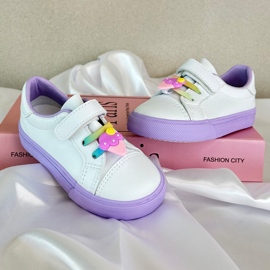 Zapatillas Deportivas Infantiles con Pin, Pennyn Blanco y Morado violeta 5