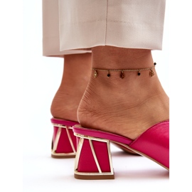 Tacones de mujer elegantes de cuero Laura Messi 2771 Fuchsia rosado 4