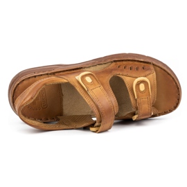 ŁUKPOL Sandalias hombre piel con velcro 812 marrón 4