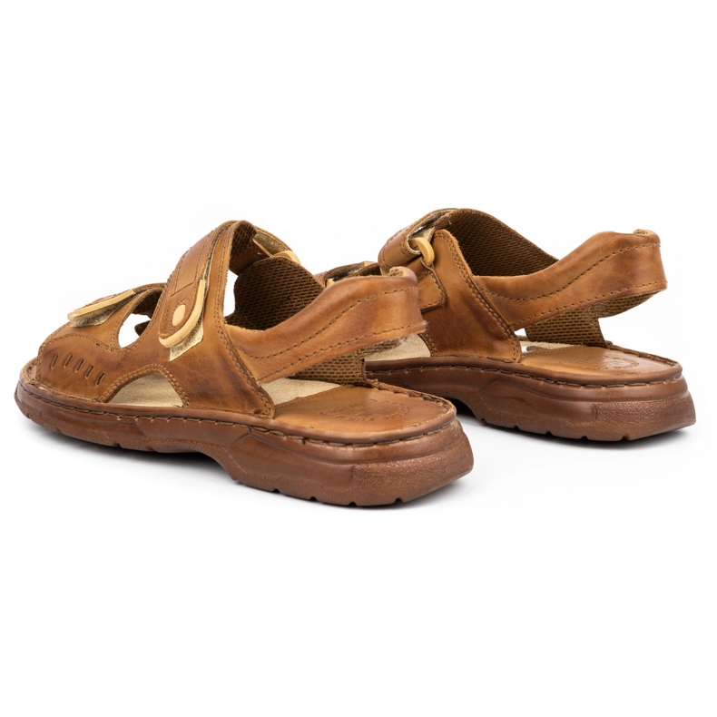 ŁUKPOL Sandalias hombre piel con velcro 812 marrón 3