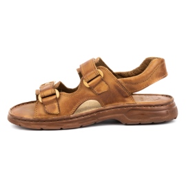 ŁUKPOL Sandalias hombre piel con velcro 812 marrón 1