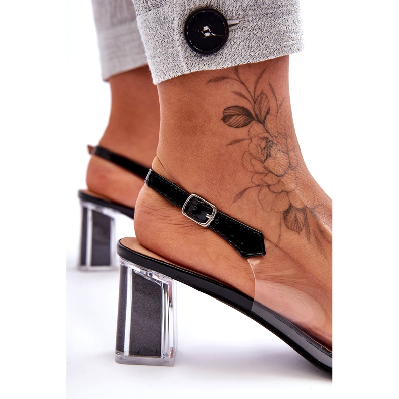 Sandalias de tacón transparentes con adornos S.Barski MR1037-43 negro 3