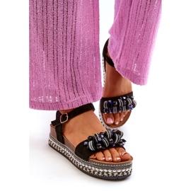 S.Barski Sandalias para mujeres en cuña y plataforma con decoraciones S. Barski Hy056 Negro 1 S.Barski Sandalias para mujeres en cuña y plataforma con decoraciones S. Barski Hy056 Negro 1