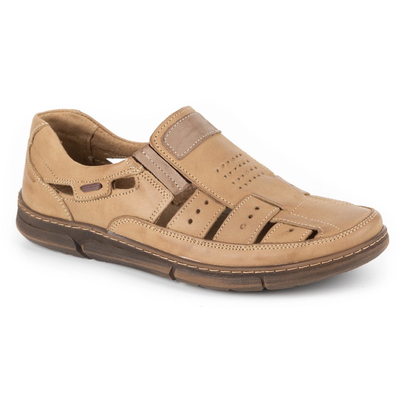 Olivier Zapatos hombre piel calada 601 para verano beige 2