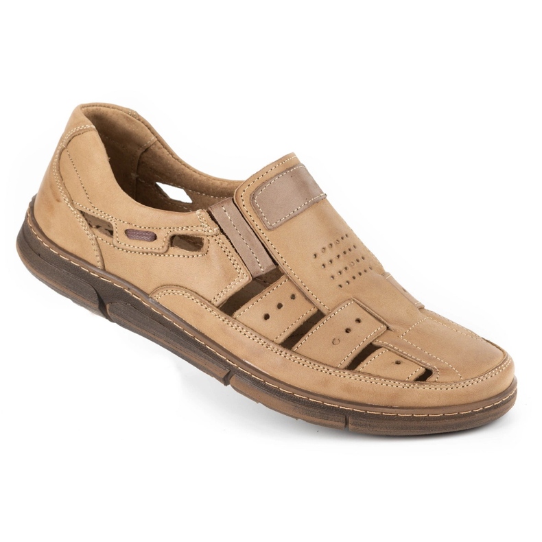 Olivier Zapatos hombre piel calada 601 para verano beige 3