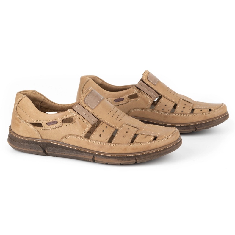 Olivier Zapatos hombre piel calada 601 para verano beige 4