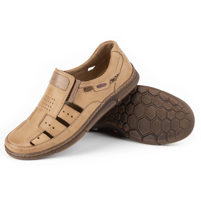 Olivier Zapatos hombre piel calada 601 para verano beige 5