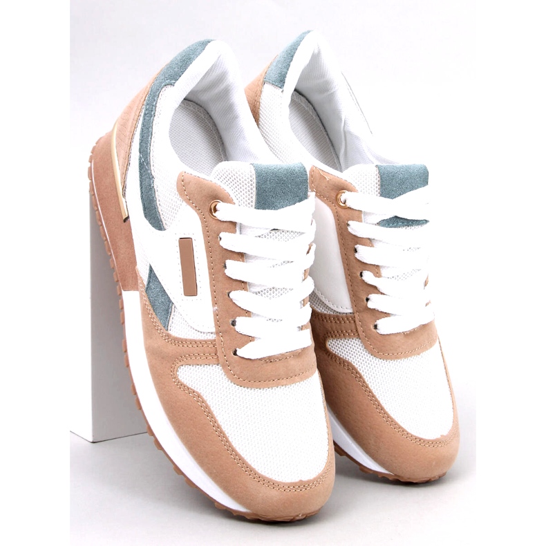 Zapatillas deportivas de mujer, blancas y beige. blanco 5