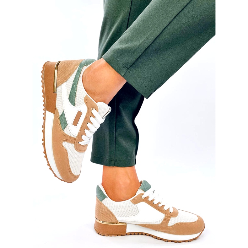 Zapatillas deportivas de mujer, blancas y beige. blanco 4