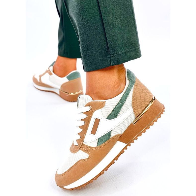 Zapatillas deportivas de mujer, blancas y beige. blanco 3