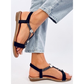 Hesna Sandalias negras con circonitas negro 3