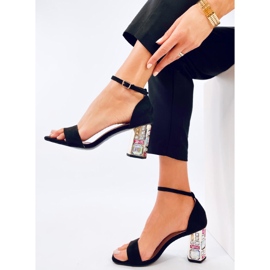 Whitneys Sandalias de tacón negras con piedras negro 4