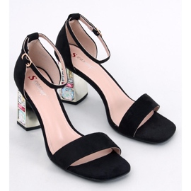Whitneys Sandalias de tacón negras con piedras negro 5