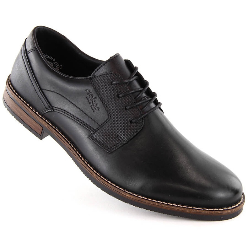 Zapatos de hombre cómodos de piel negros Rieker 13523-00 1