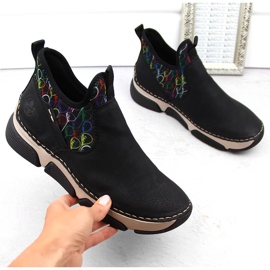 Cómodos botines slip-on de mujer negros Rieker 45957-00 2