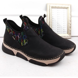 Cómodos botines slip-on de mujer negros Rieker 45957-00 3