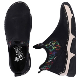 Cómodos botines slip-on de mujer negros Rieker 45957-00 11