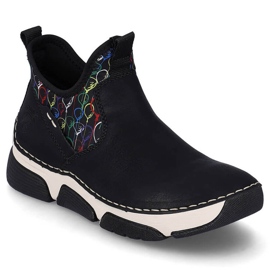 Cómodos botines slip-on de mujer negros Rieker 45957-00 7