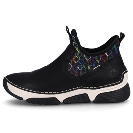 Cómodos botines slip-on de mujer negros Rieker 45957-00 9