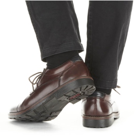 Zapatos de hombre cómodos de piel con banda elástica, marrón, Rieker 15320-25 3