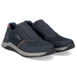 Zapatos slip-on cómodos de piel para hombre, azul marino, Rieker 39652-14 10