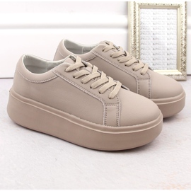 Zapatos de mujer de piel con plataforma, beige oscuro, Sergio Leone SP024 1 Zapatos de mujer de piel con plataforma, beige oscuro, Sergio Leone SP024 1