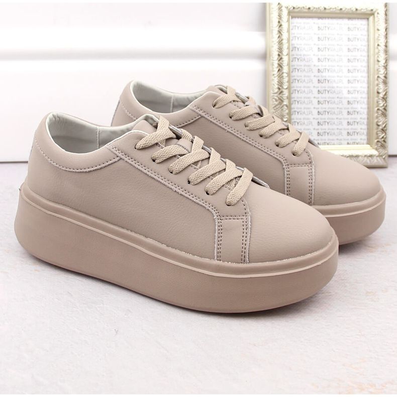 Zapatos de mujer de piel con plataforma, beige oscuro, Sergio Leone SP024 1 Zapatos de mujer de piel con plataforma, beige oscuro, Sergio Leone SP024 1