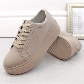 Zapatos de mujer de piel con plataforma, beige oscuro, Sergio Leone SP024 2