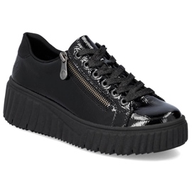 Zapatos cuña mujer charol negro Rieker N2501-00 5