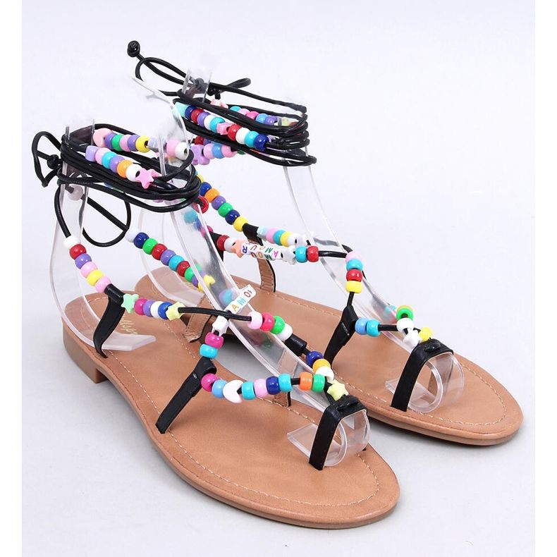 Maios Sandalias romanas negras con abalorios negro 1