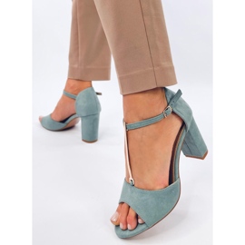 Sandalias de tacón Ferdi Green con decoración dorada azul 4