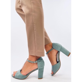 Sandalias de tacón Ferdi Green con decoración dorada azul 2