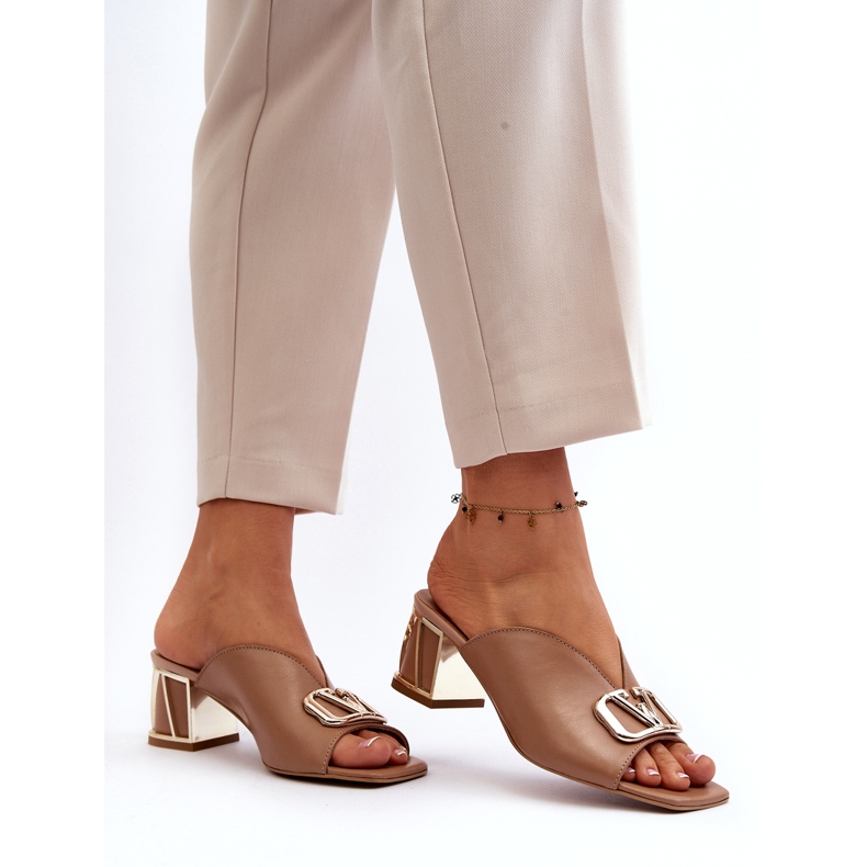 Chanclas Mujer Tacón Elegantes Laura Messi 2771 Beige 3