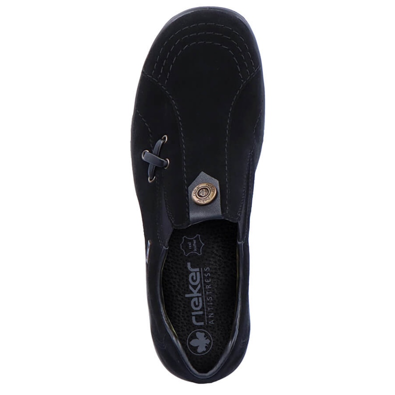 Zapatos de cuero sin cordones negros Rieker L7171-00 1