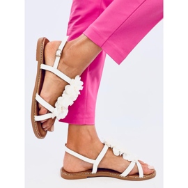 Amaur Sandalias blancas con delicadas flores. blanco 4