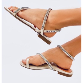 Ayless Sandalias chanclas beige con pedrería 1