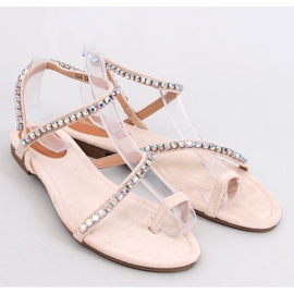 Ayless Sandalias chanclas beige con pedrería 5