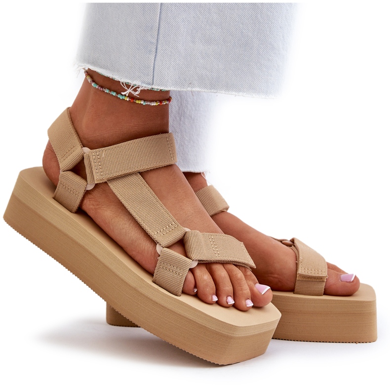 Ideal Shoes Sandalias con Plataforma para Mujer, Beige 4