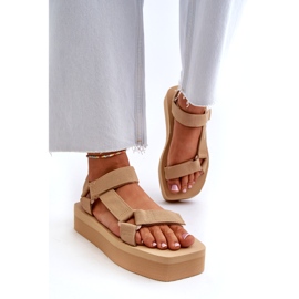 Ideal Shoes Sandalias con Plataforma para Mujer, Beige 1