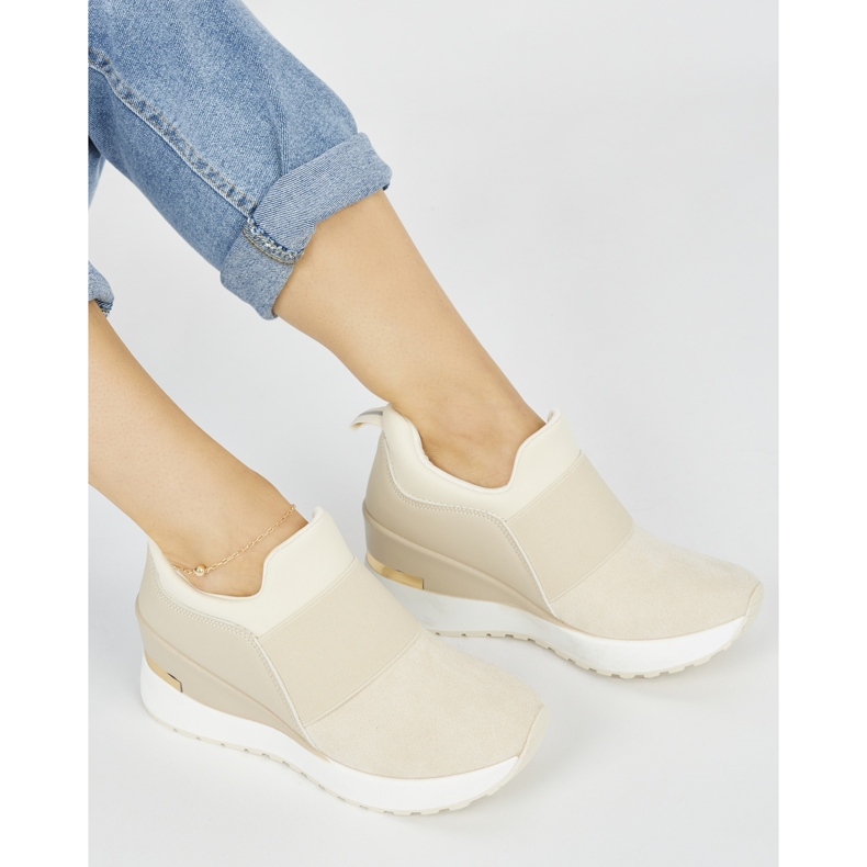Deportivas cuña mujer beige claro 1 Deportivas cuña mujer beige claro 1