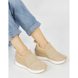 Zapatillas cuña ante beige 1