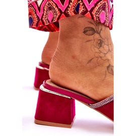 S.Barski Flip-flops de gamuza para mujeres con tacones altos S. Barski KV-612-2 Fuksja rosado 3