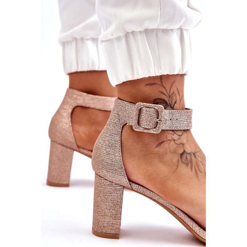 Sandalias De Tacón Alto Brillantes, Oro Rosa dorado 3 Sandalias De Tacón Alto Brillantes, Oro Rosa dorado 3