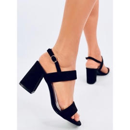 Peonía Sandalias negras de tacón negro 4