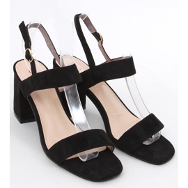 Peonía Sandalias negras de tacón negro 2
