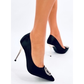 Malconi Tacones negros con decoración de cristal. 5