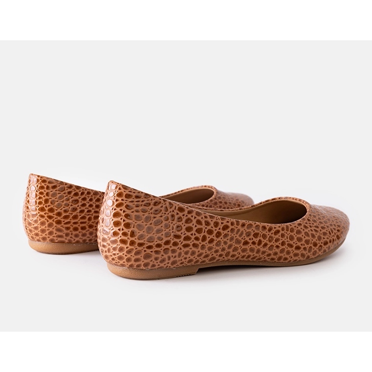 Bailarinas marrones con motivo de piel de serpiente de Shaka marrón 1