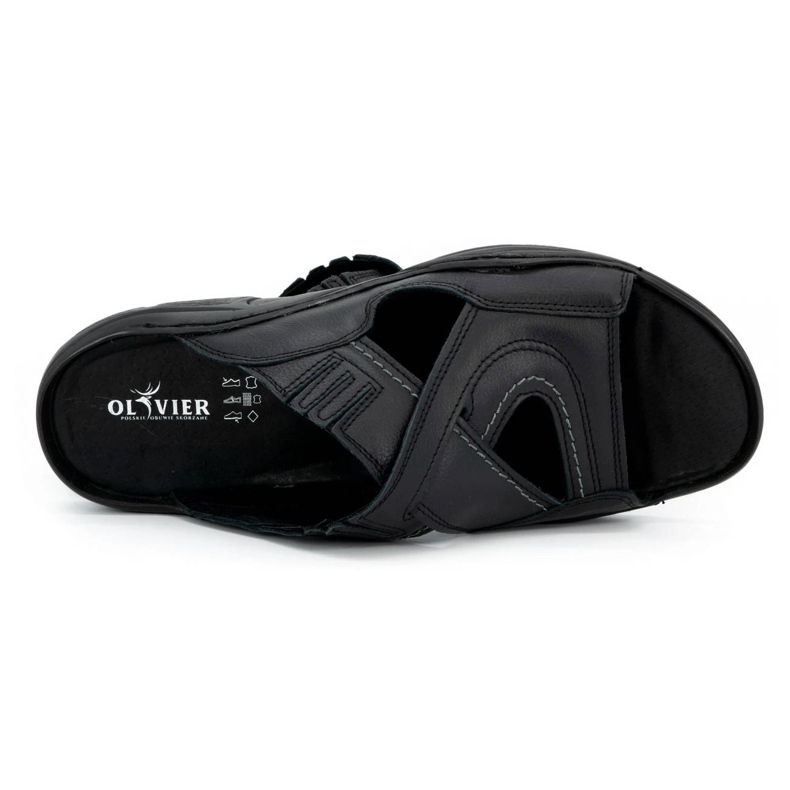 Olivier Flip para hombres: flujos hechos de cuero natural 400mp negro 3